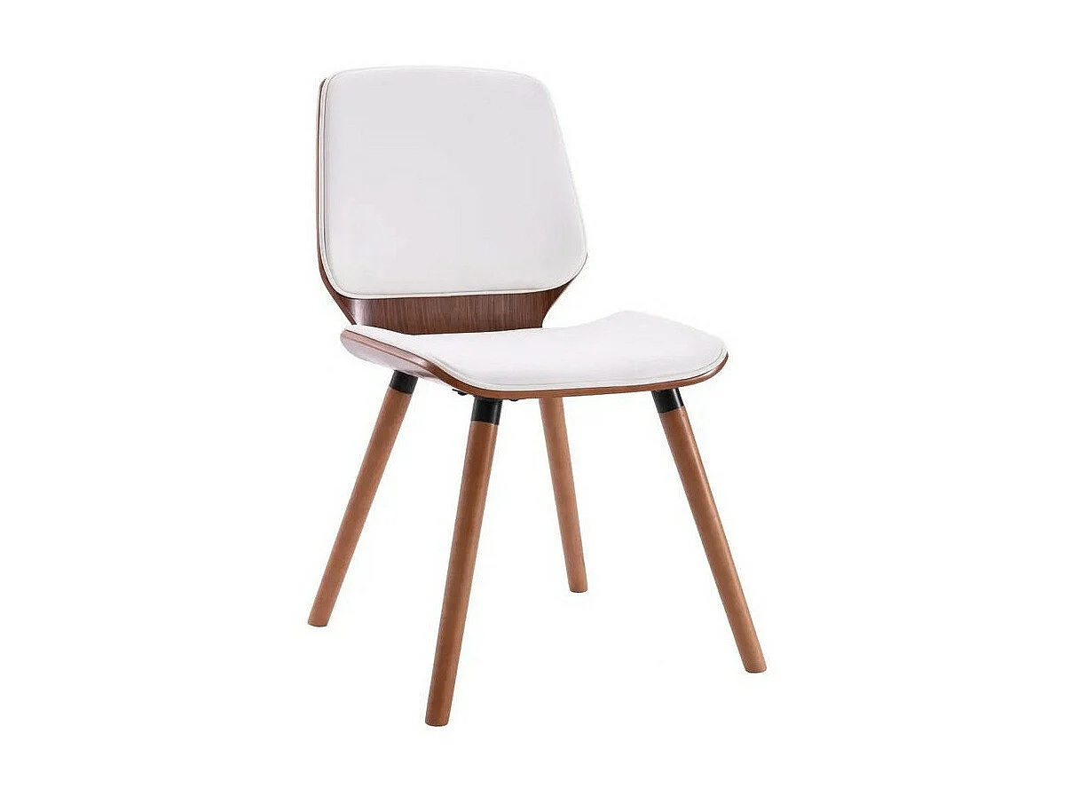 Chaise simili cuir blanc et pieds bois clair Amita - Lot de 2