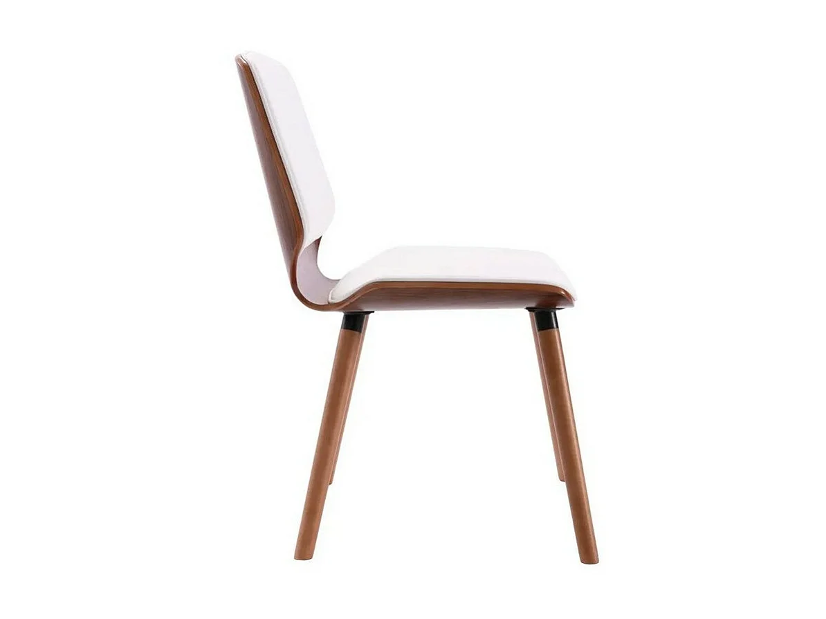 Chaise simili cuir blanc et pieds bois clair Amita - Lot de 2