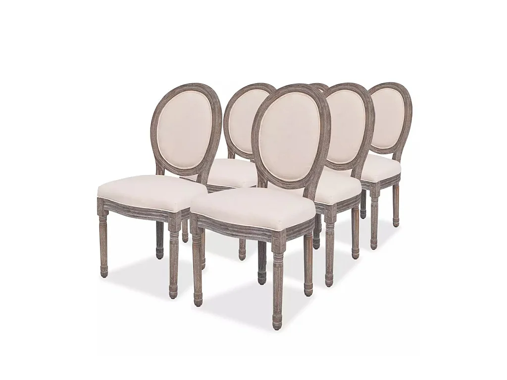 Chaises de salle à manger 6 pcs Crème Tissu 9