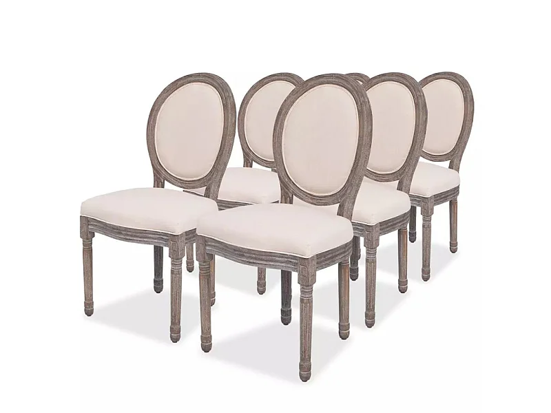 Chaises de salle à manger 6 pcs Crème Tissu 9
