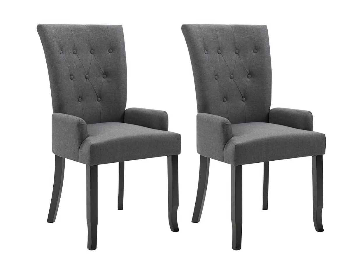 Chaises de salle à manger avec accoudoirs 2pcs Gris foncé Tissu