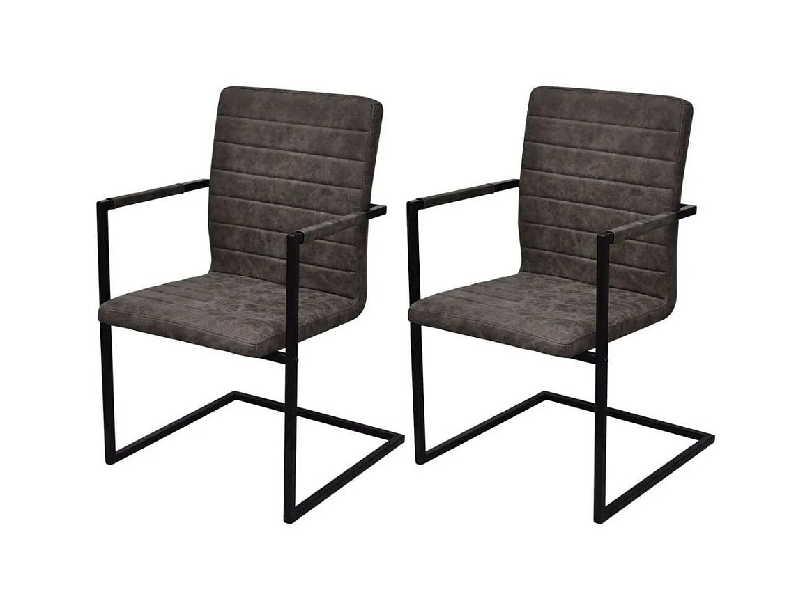 Chaises de salle à manger cantilever 2 pcs Marron Similicuir 3