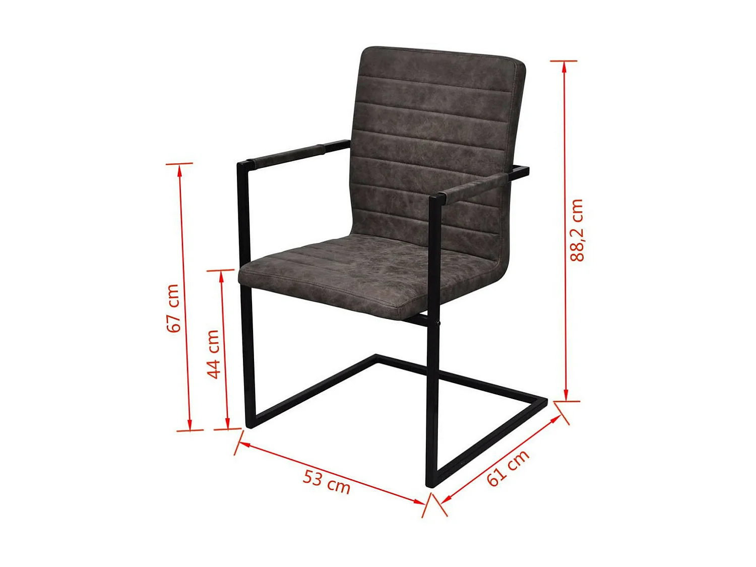 Chaises de salle à manger cantilever 2 pcs Marron Similicuir 3