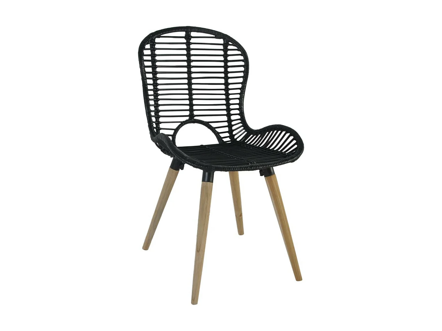 Chaises de salle à manger 4 pcs Noir Rotin naturel