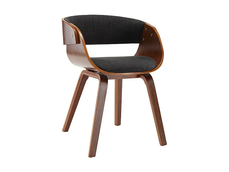 Chaise de salle à manger bois foncé et tissu gris Onetop