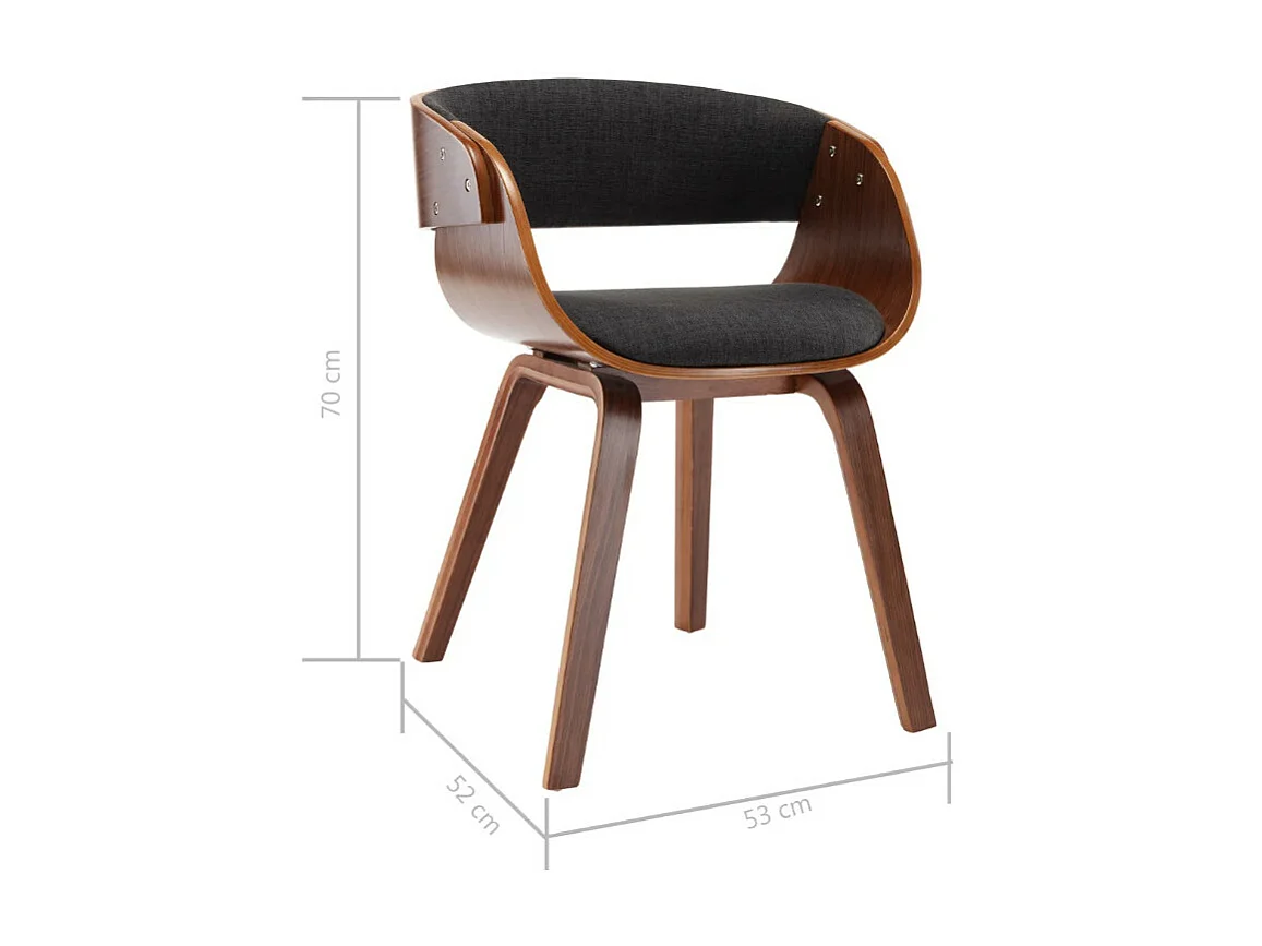 Chaise de salle à manger bois foncé et tissu gris Onetop