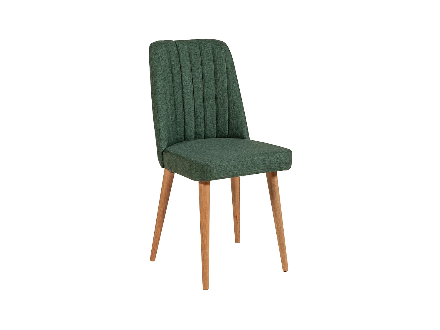 Chaise de salle à manger tissu vert foncé et bois naturel Akira