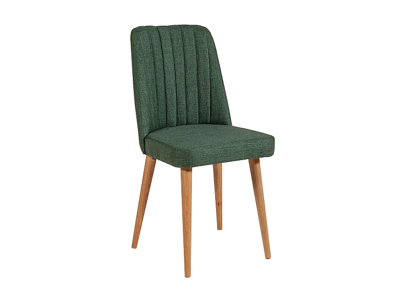 Chaise de salle à manger tissu vert foncé et bois naturel Akira