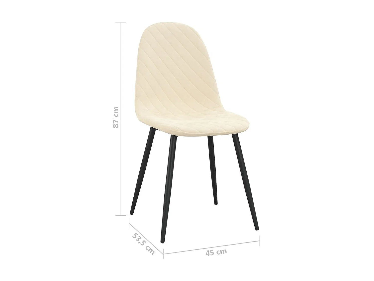 Chaises de salle à manger 4 pcs Blanc crème Velours 2