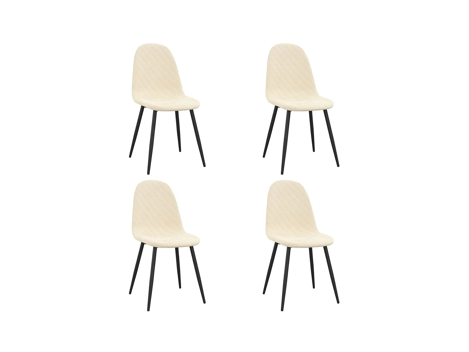 Chaises de salle à manger 4 pcs Blanc crème Velours 2