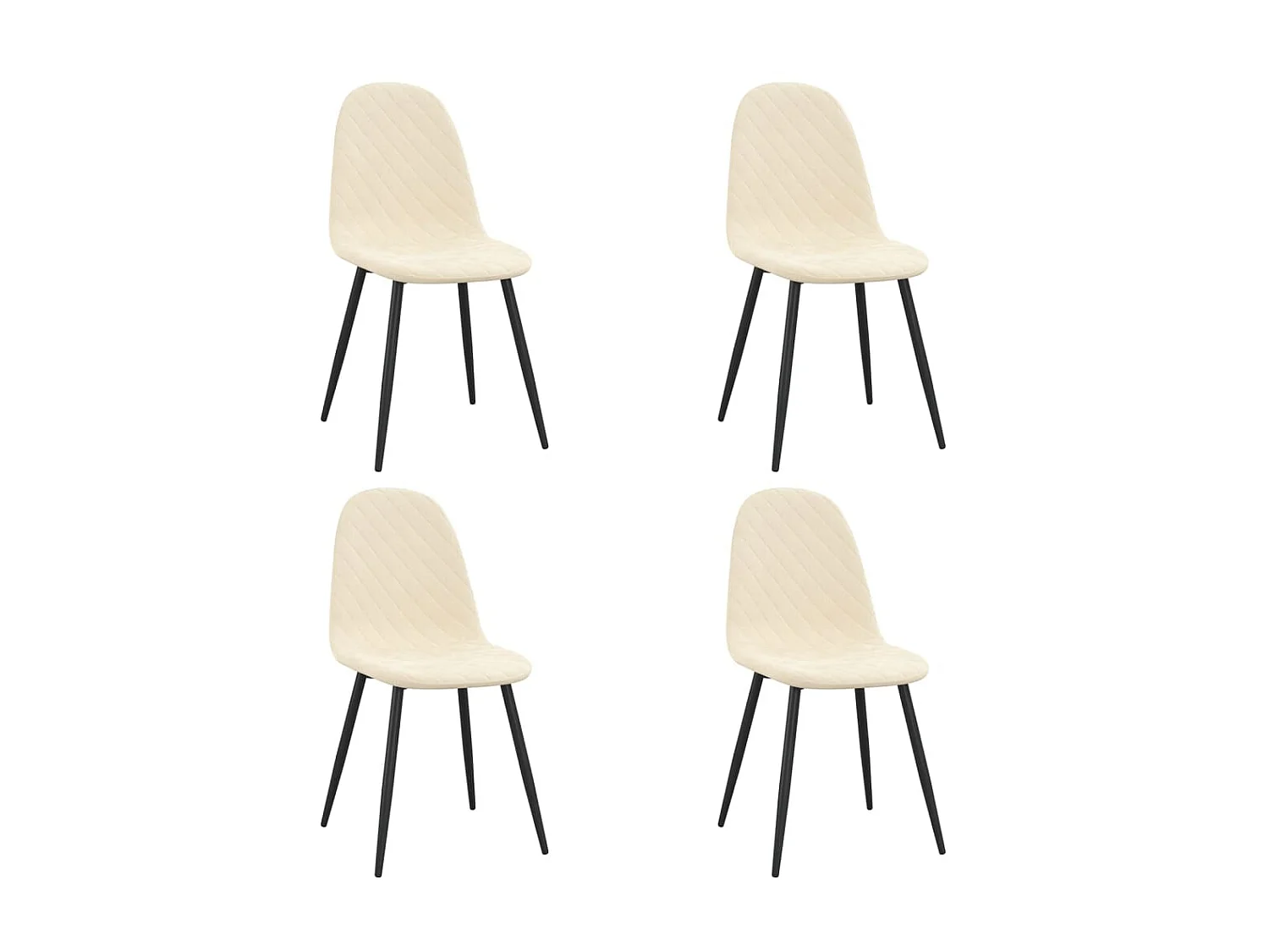 Chaises de salle à manger 4 pcs Blanc crème Velours 2