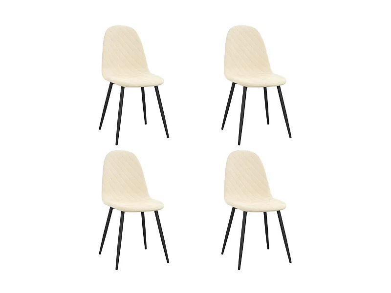 Chaises de salle à manger 4 pcs Blanc crème Velours 2