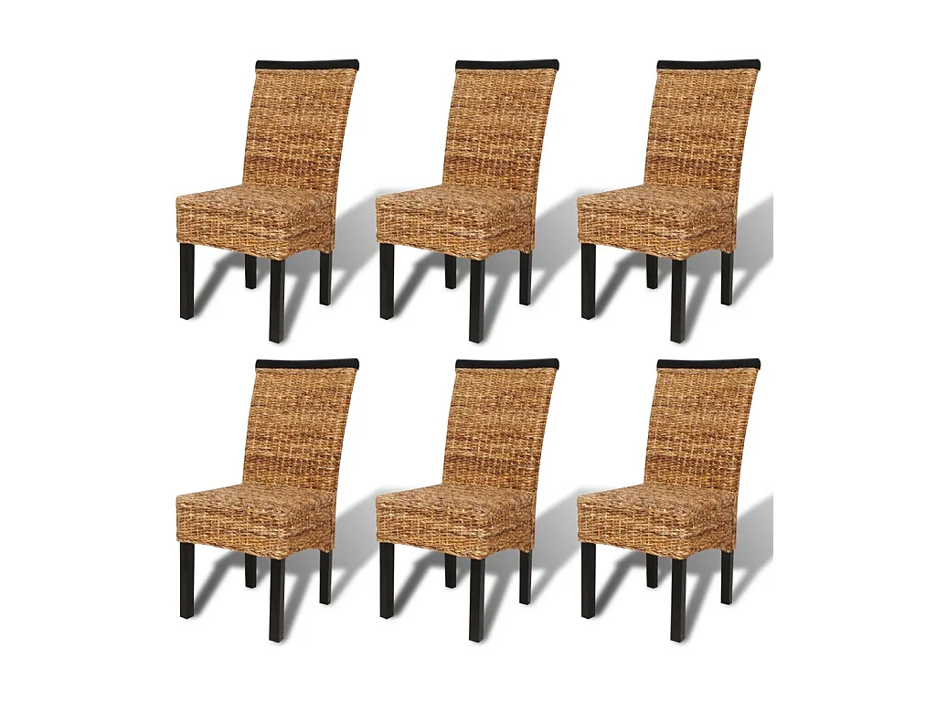 Eetkamerstoelen 6 st abaca en massief mangohout