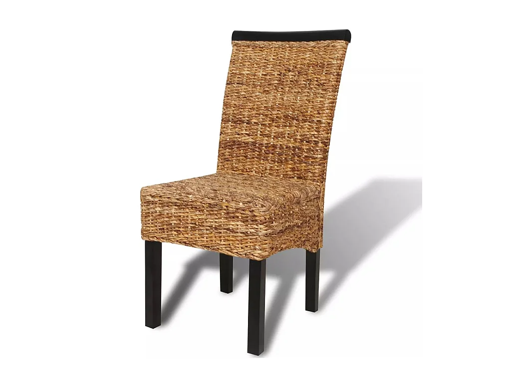 Eetkamerstoelen 6 st abaca en massief mangohout