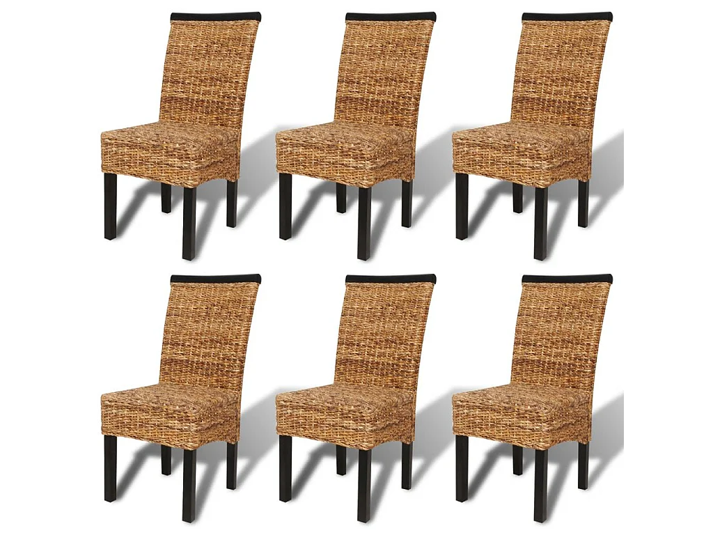 Chaises de salle à manger 6pcs Bois solide de manguier et abaca 3