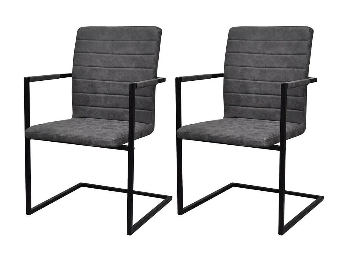 Chaises de salle à manger cantilever 2 pcs Gris Similicuir