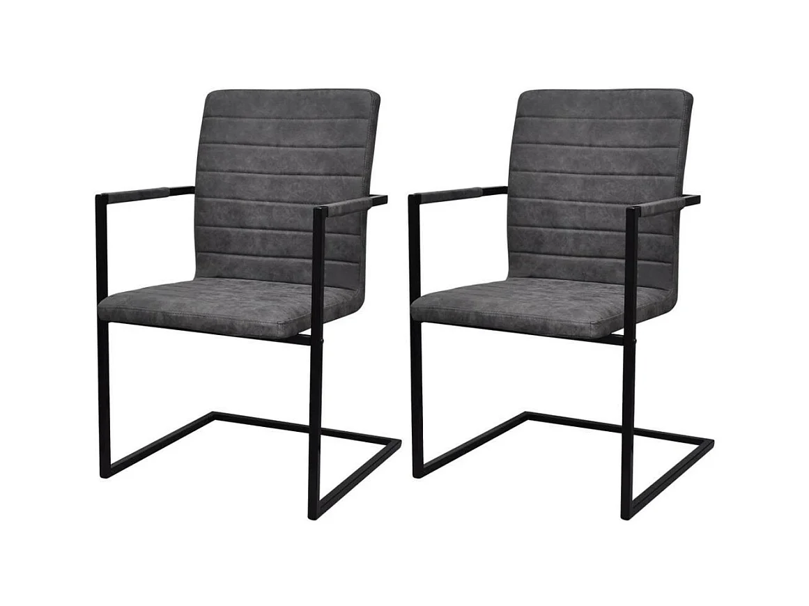 Chaises de salle à manger cantilever 2 pcs Gris Similicuir