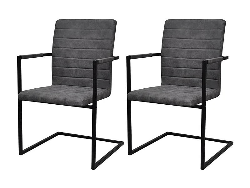 Chaises de salle à manger cantilever 2 pcs Gris Similicuir