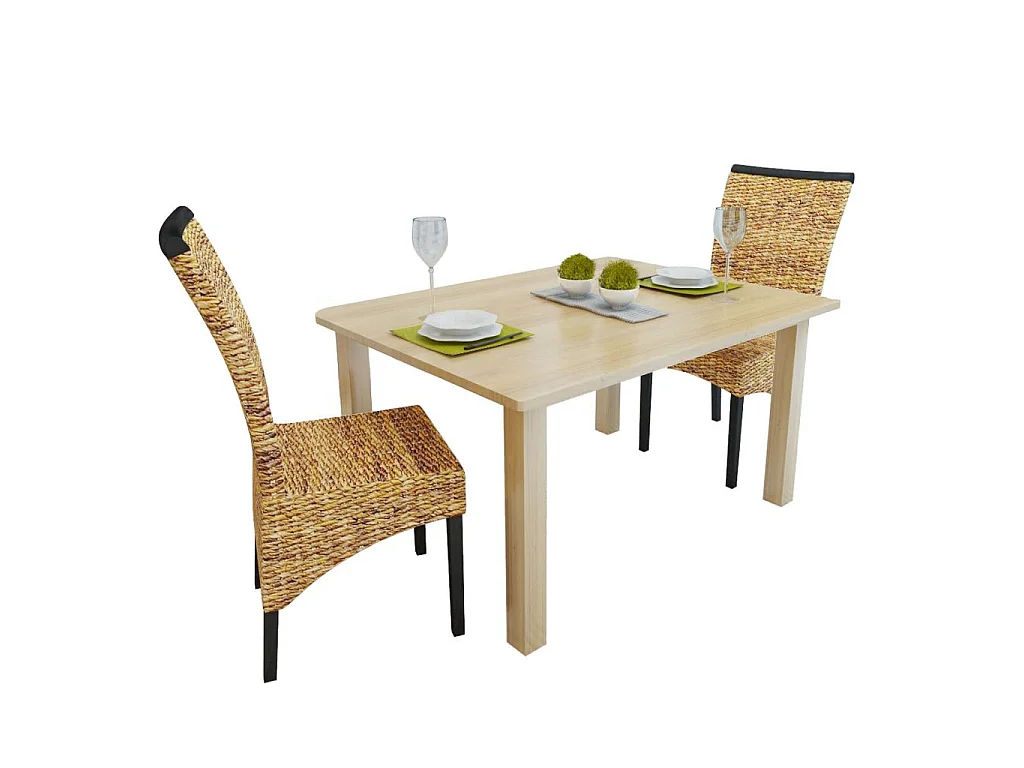 Chaises de salle à manger 2pcs Bois solide de manguier et abaca 3