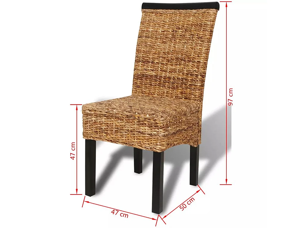 Chaises de salle à manger 2pcs Bois solide de manguier et abaca 3