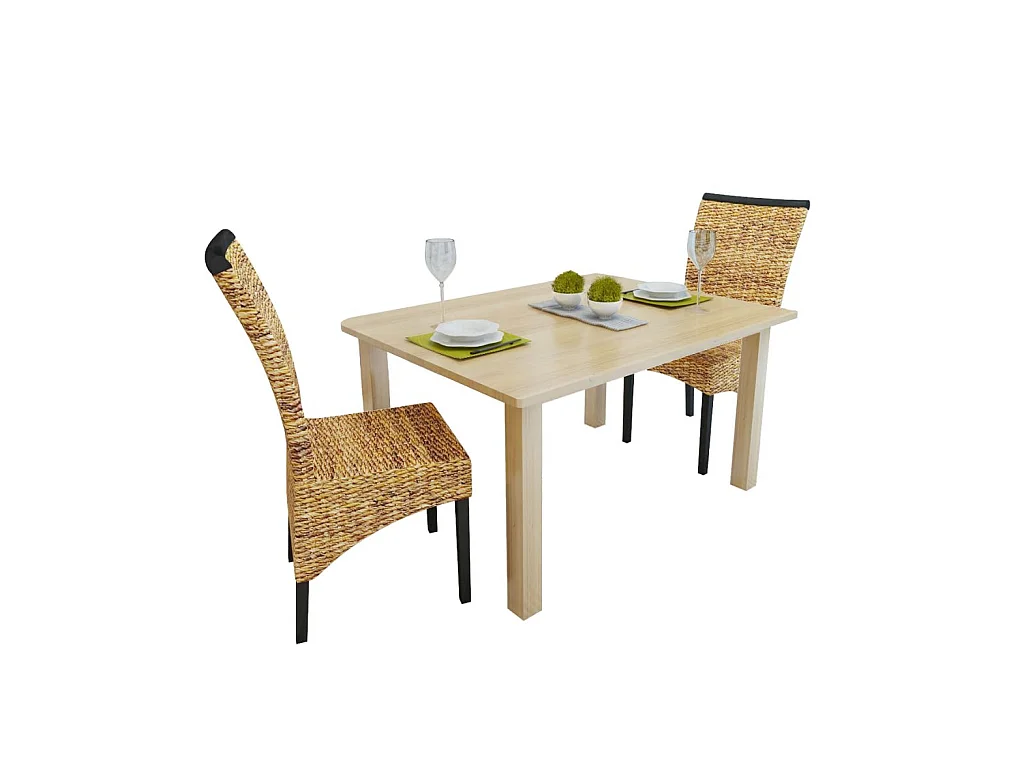 Chaises de salle à manger 2pcs Bois solide de manguier et abaca 3