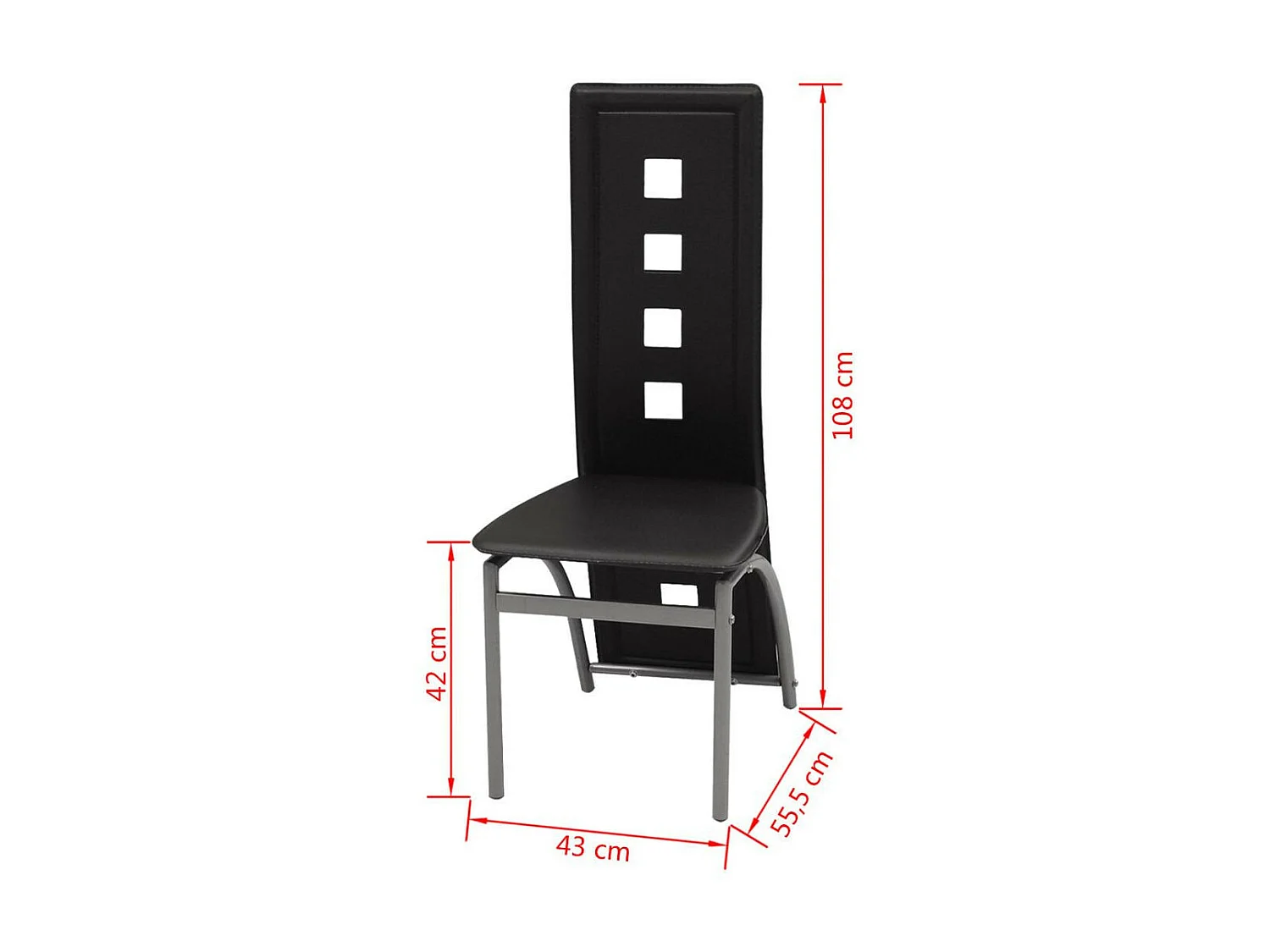 Chaises de salle à manger 4 pcs Noir Similicuir 8