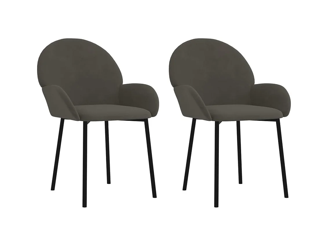 Chaises de salle à manger 2 pcs Gris foncé Velours 2