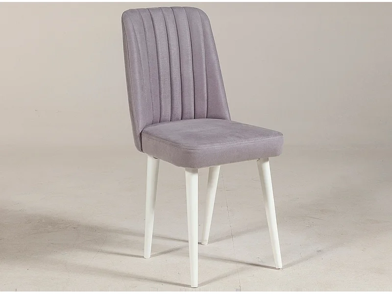 Chaise de salle à manger tissu gris et bois de pin blanc Mareva