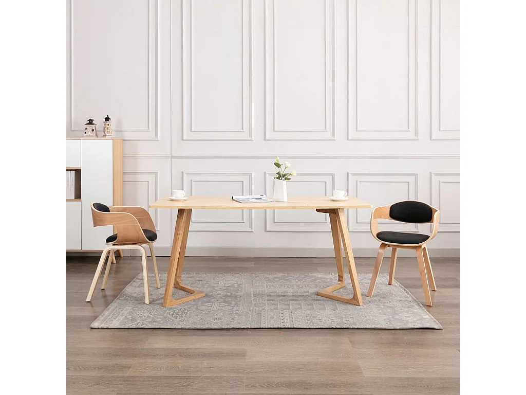 Chaises de salle à manger 2 pcs Bois courbé et similicuir 2