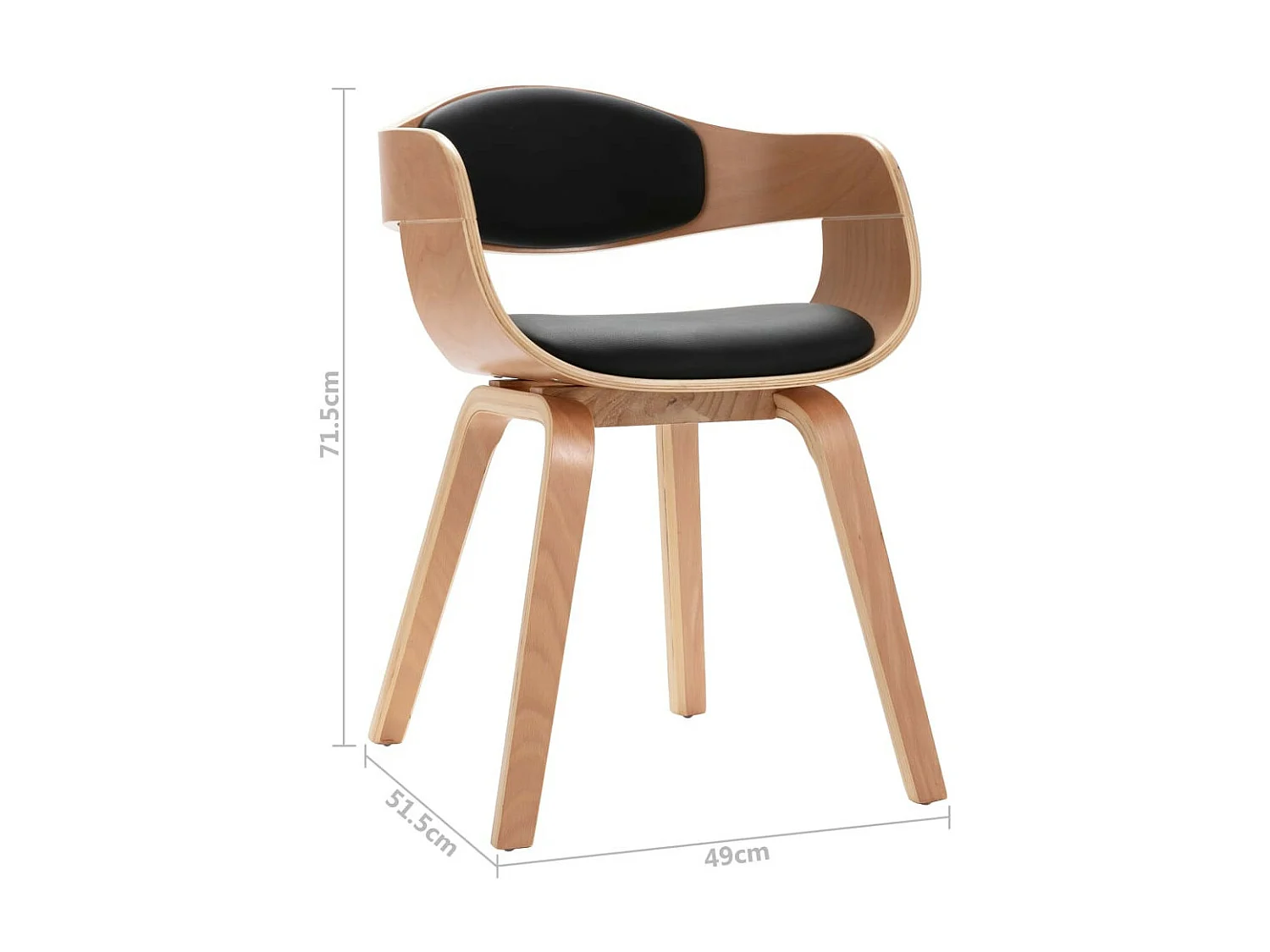 Chaises de salle à manger 2 pcs Bois courbé et similicuir 2