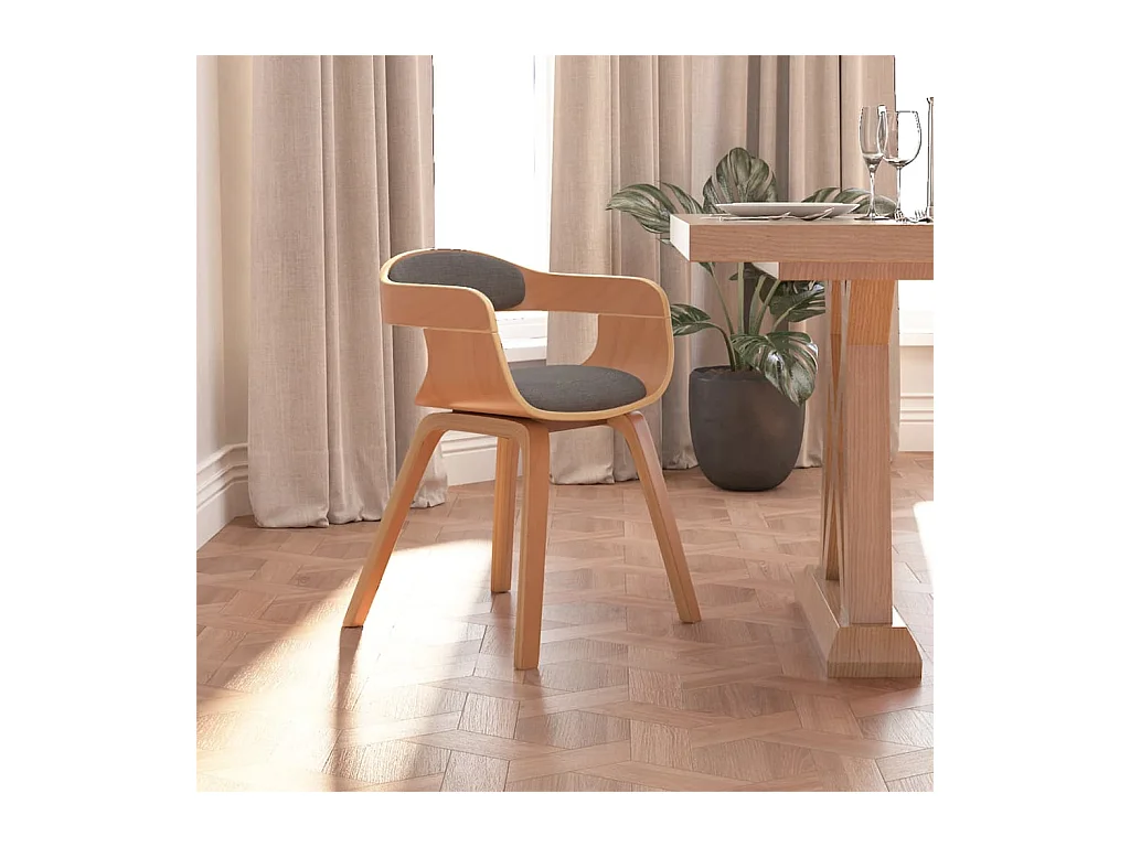 Chaise de salle à manger Gris clair Bois courbé et tissu
