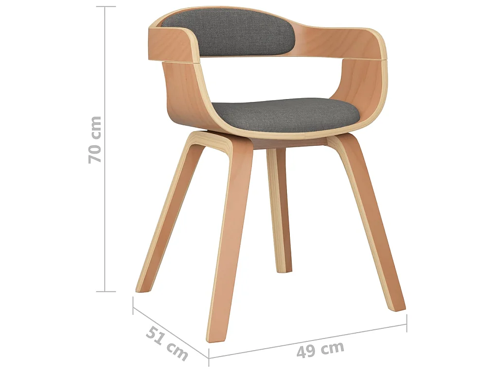 Chaise de salle à manger Gris clair Bois courbé et tissu