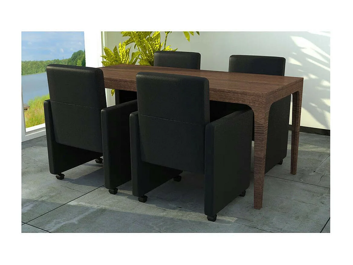 Chaises de salle à manger 4 pcs Noir Similicuir 10