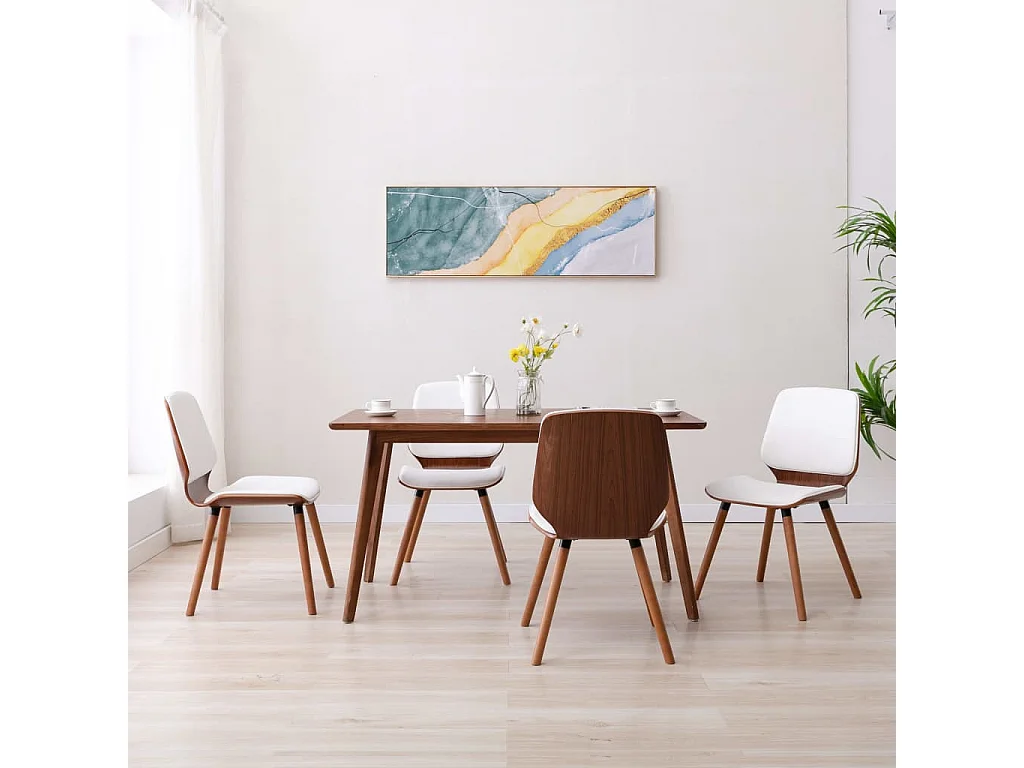 Chaises de salle à manger 4 pcs Blanc Similicuir 18