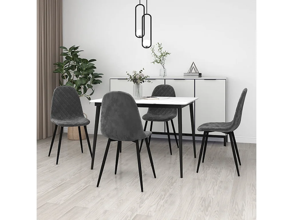 Chaises de salle à manger 4 pcs Gris foncé Velours 11