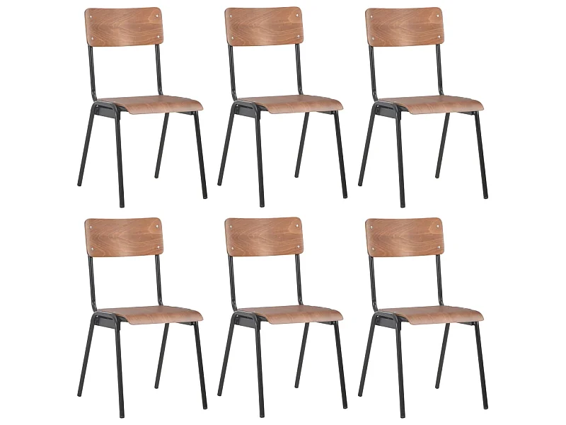 Chaise bois clair et pieds métal noir Kaem - Lot de 6