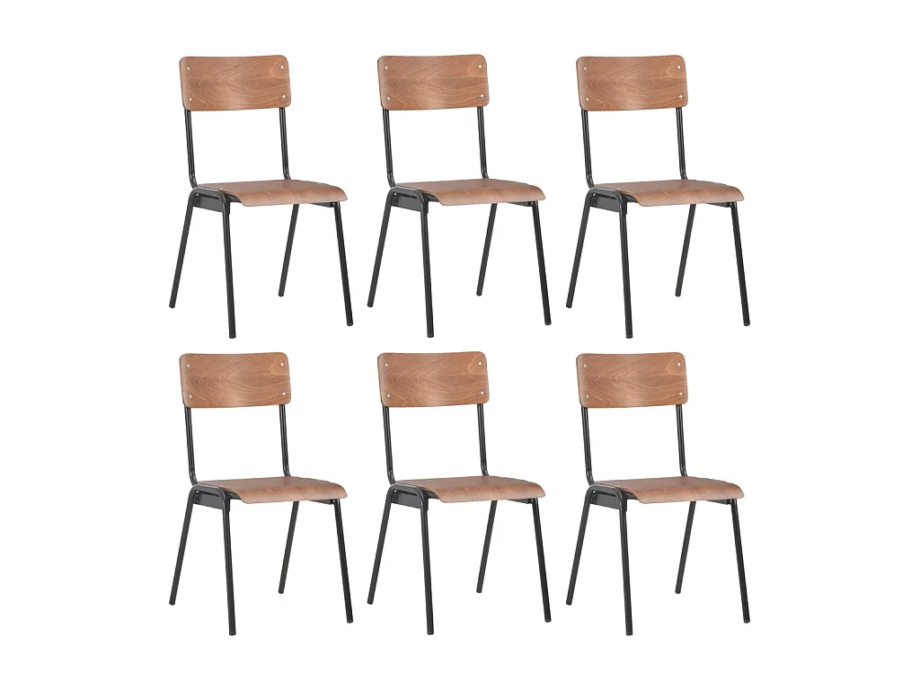 Chaise bois clair et pieds métal noir Kaem - Lot de 6