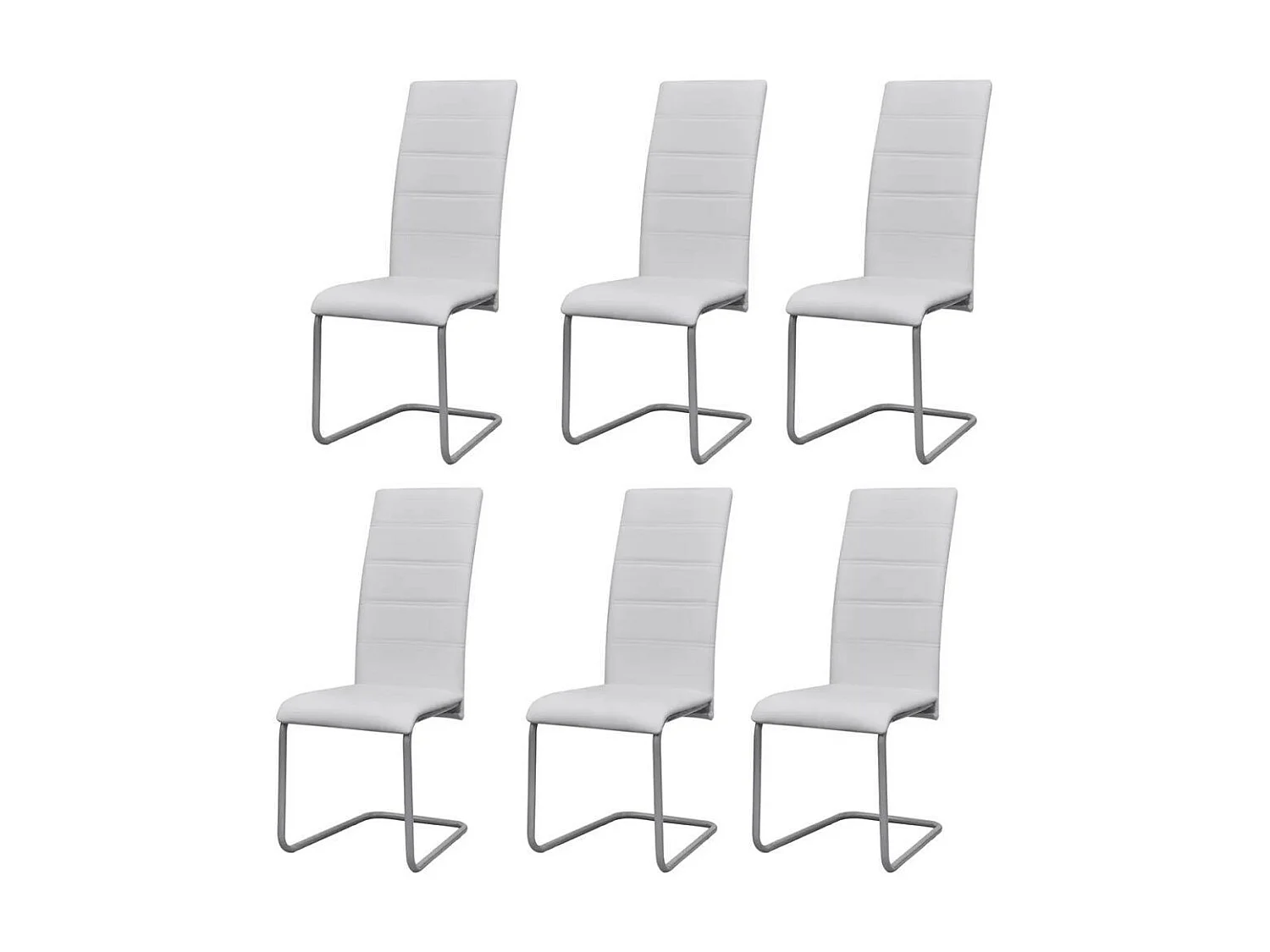 Chaises de salle à manger cantilever 6 pcs Blanc Similicuir 4