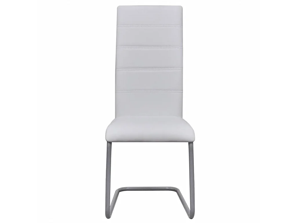 Chaises de salle à manger cantilever 6 pcs Blanc Similicuir 4