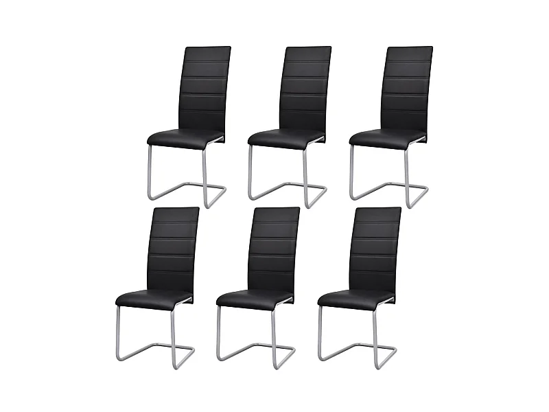 Chaises de salle à manger cantilever 6 pcs Noir Similicuir 6