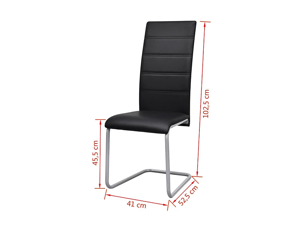Chaises de salle à manger cantilever 6 pcs Noir Similicuir 6