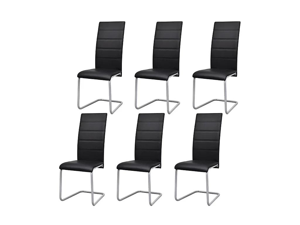 Chaises de salle à manger cantilever 6 pcs Noir Similicuir 6