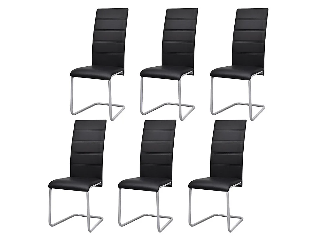 Chaises de salle à manger cantilever 6 pcs Noir Similicuir 6