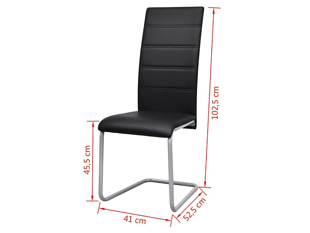 Chaises de salle à manger cantilever 6 pcs Noir Similicuir 6