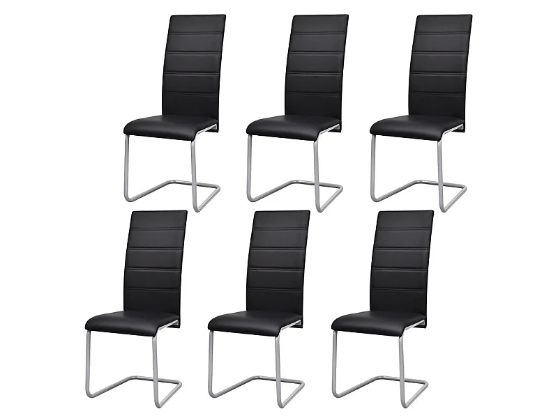 Chaises de salle à manger cantilever 6 pcs Noir Similicuir 6