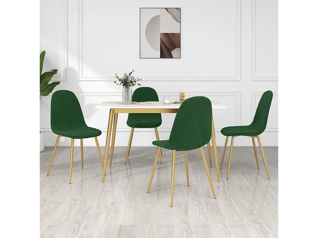 Chaises de salle à manger 4 pcs Vert foncé Velours 9