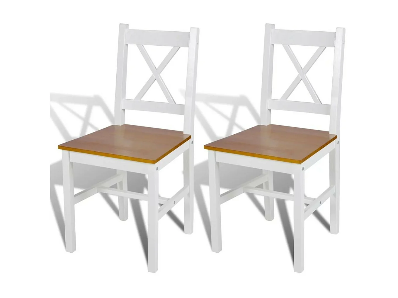 Chaise de cuisine blanc laqué et marron Dina - Lot de 2