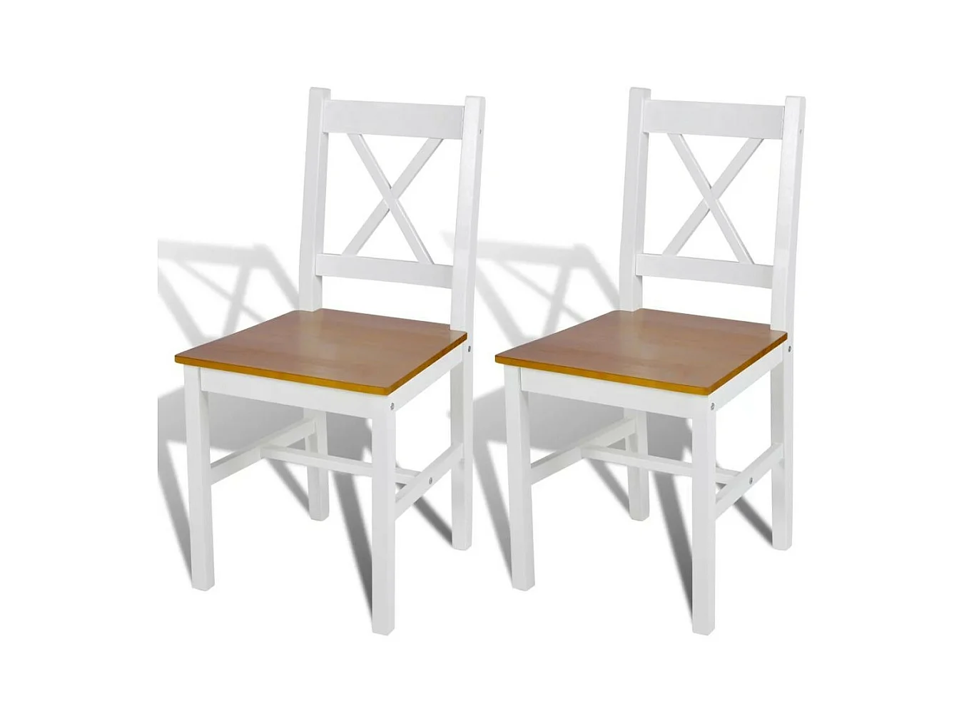 Chaise de cuisine blanc laqué et marron Dina - Lot de 2