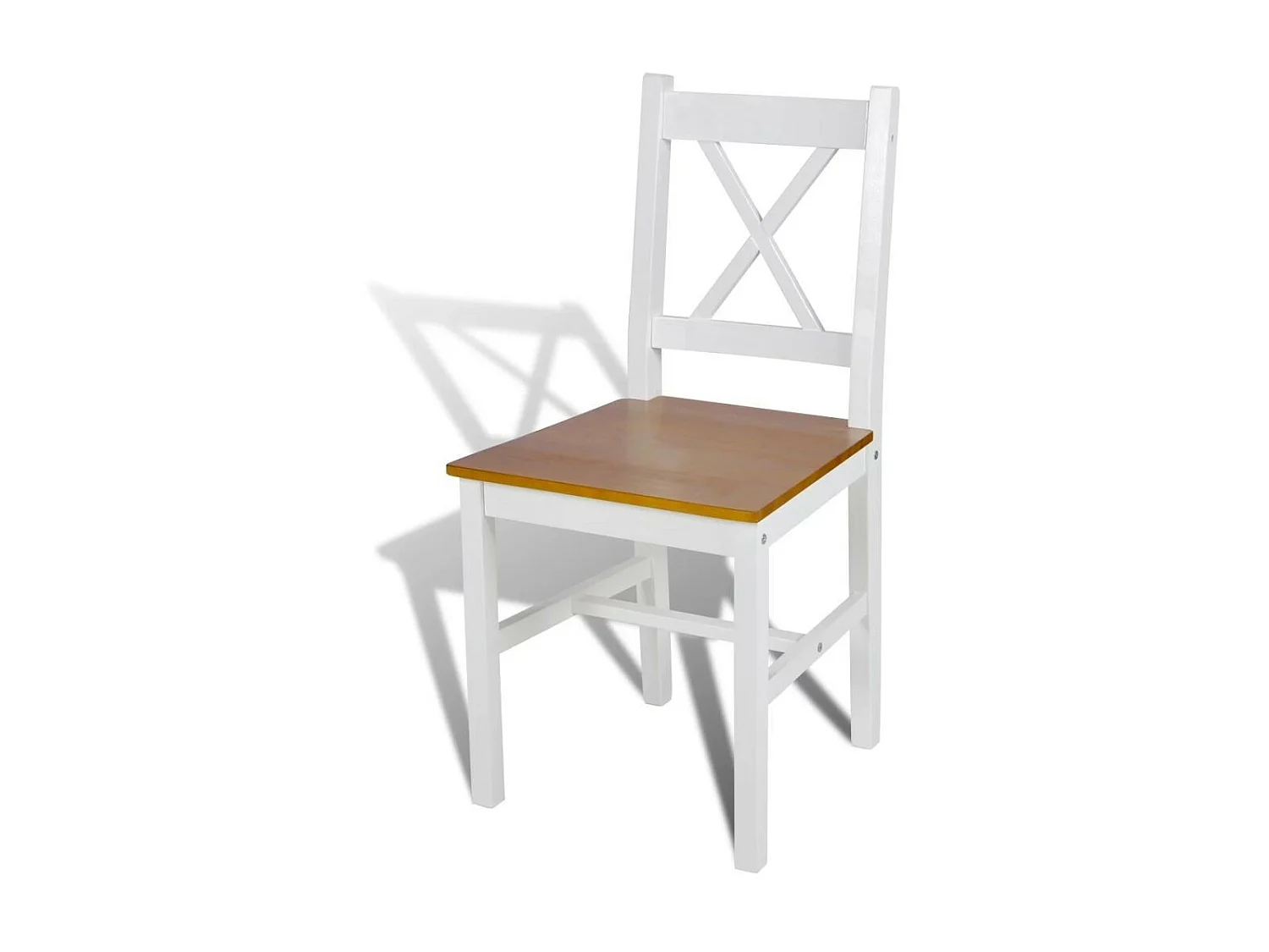 Chaise de cuisine blanc laqué et marron Dina - Lot de 2