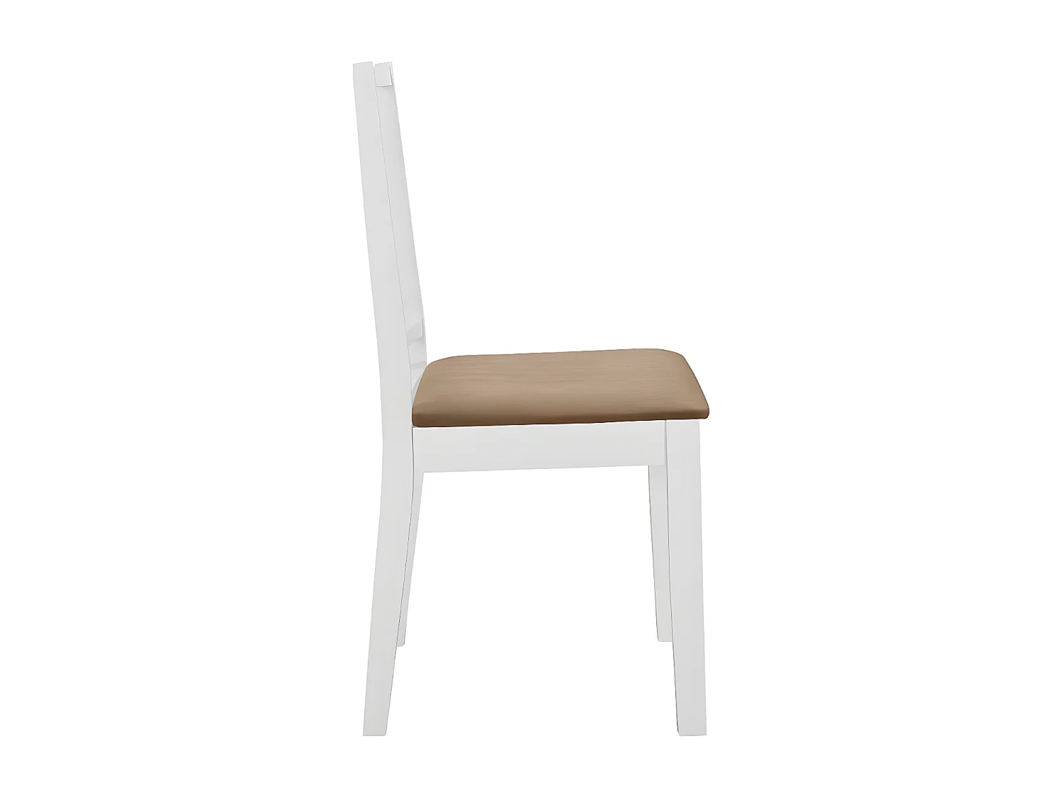 Chaise caoutchouc massif blanc et tissu marron Vil - Lot de 2